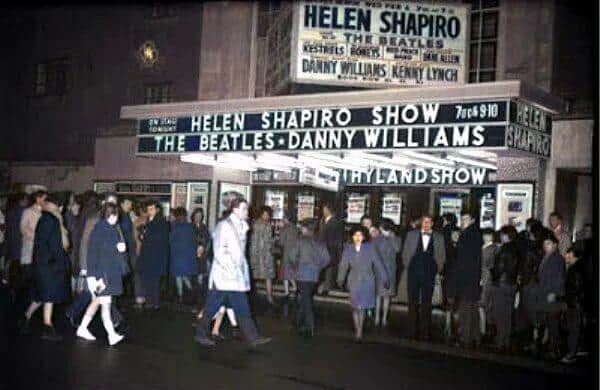 The Beatles peformed February 7 1963 at the cinema in Kirkgate, Wakefield. (Colourised)