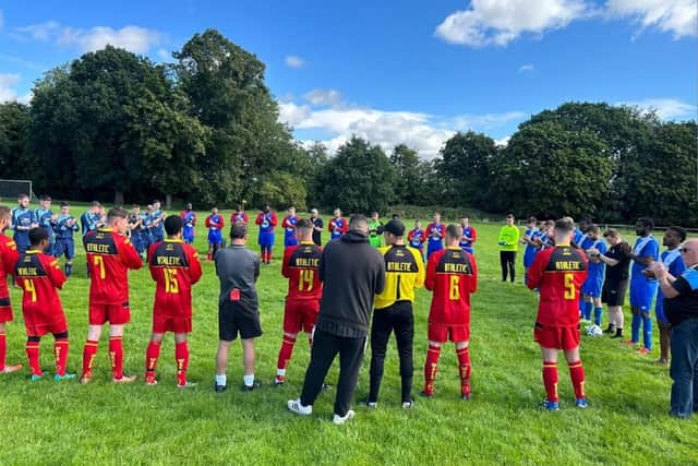 Wakefield Athletic's four teams pay a mark of respect with a one minute applause before the Mikey Bell and Darren Mawson Memorial Trophy event at West Yorkshire Sports & Social Club.