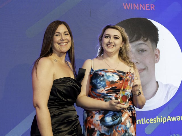 Award winner Lucie Fieldhouse, of Versatile Home Improvements, with Kelly McAllister