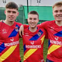 Wakefield Athletic A scorers in their 6-2 Seymour Memorial Trophy victory over Whitwood Metrostars (from left) Ted Dunning, Ash Downing and Dominic Taylor.