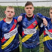Goal scorers who steered Wakefield Athletic A into the quarter-final of the Landlords Trophy, from left, Luke Evans, Ted Dunning and Kailub Robinson.