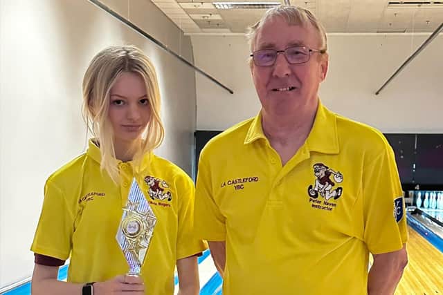 Olivia Rogers finished in first place in the Northern Junior Challenge and is pictured with Peter Naven, YBC instructor.
