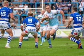 Featherstone Rovers forward Craig Kopczak on the charge during his 400th career appearance, which came against Halifax Panthers. Picture: Dec Hayes