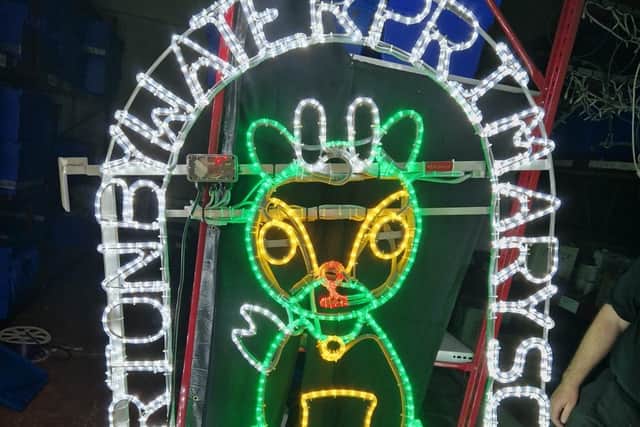 The winning Christmas motif was manufactured by Leeds Lights and has been installed outside Allerton Bywater Primary School.