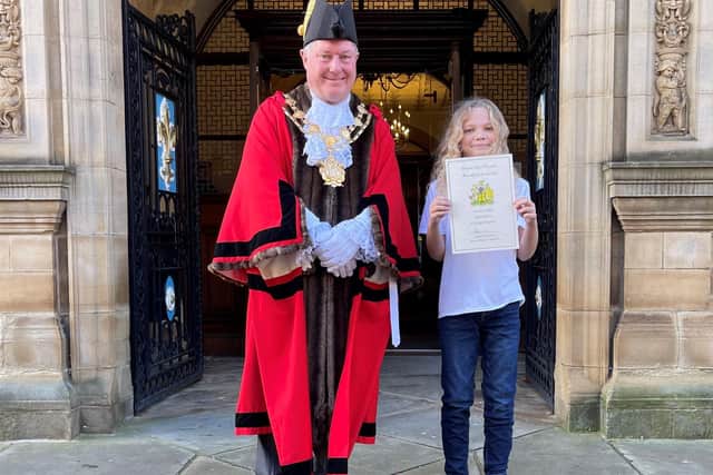 George Martin meets the Mayor of Wakefield Coun David Jones who rewarded him for all his efforts