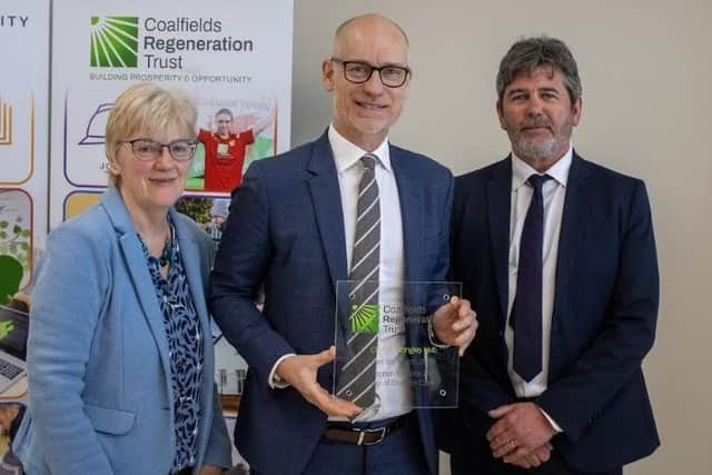 CRT Chief Executive Andy Lock, Minister of State for Care, Stephen Kinnock MP and Chair of the CRT, Linda McAvan.