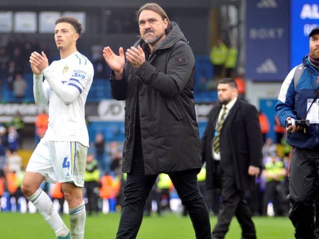 Captain Ethan Ampadu and manager Daniel Farke at the end of the disappointing finish to the regular season at Elland Road.
