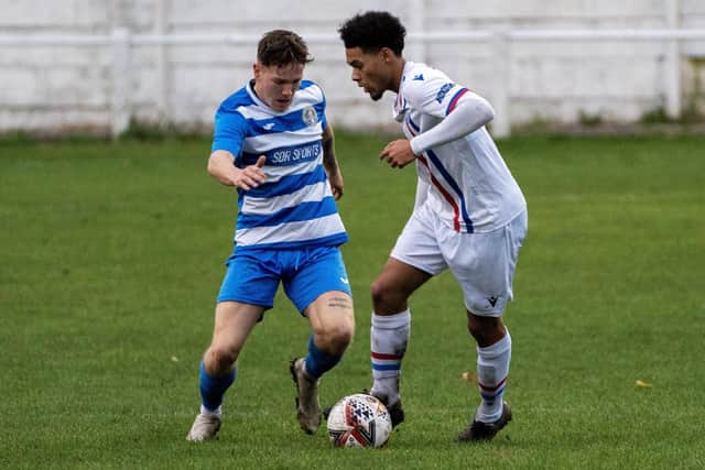 Masdon Rubie looks to get on the ball for Wakefield AFC at Glasshoughton Welfare. Picture: Scott Merrylees