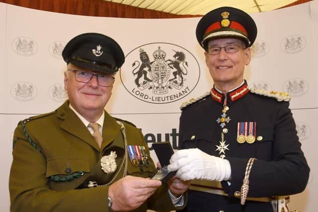 Major Wootton with HM Lord-Lieutenant of West Yorkshire, Mr Ed Anderson CBE.