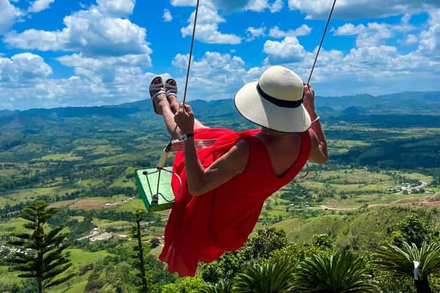 Montaña Redonda is a “rounded mountain” with 360-degree panoramic views, known for its instagram-famous swing. Picture: Lizzie Murphy