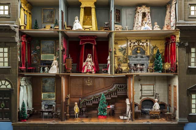 Nostell Dolls House dressed for Christmas