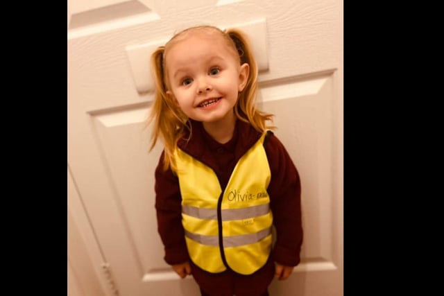 Natasha Mccall shared a photo of Olivia Mae, aged 3, dressed as what her mummy does - Sainsbury's littlest mascot!