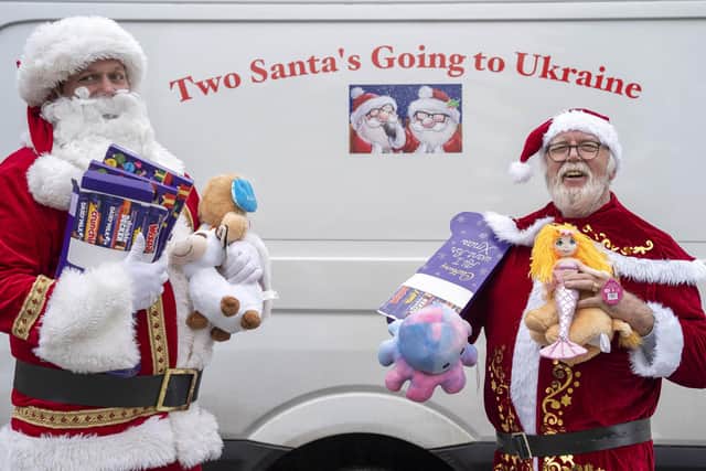 Paul and Mick are taking gifts to kids in hospitals and temporary housing in Lviv, Ukraine for Christmas.
