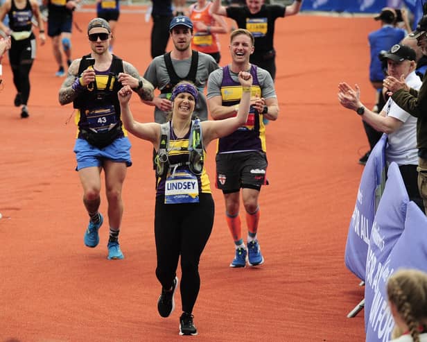 Lindsey completed the Rob Burrow Leeds Marathon in 2023. Picture: Steve Riding