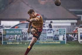 Jake Adams was man of the match as he crossed for two tries and kicked seven goals to collect 24 points for Sandal in their win at West Bridgford. Picture: John Ashton - Ickledot