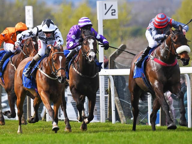 The Bell Conductor won the feature race at Pontefract's opening race meeting of the 2024 season. Picture: Anna Gowthorpe
