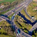 The M1 / M62 Lofthouse Interchange. A central barrier upgrade has been taking place on the M62 and the M1 in this area since January