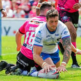 Jay Pitts scored Wakefield Trinity's only try against Wigan Warriors. Picture: Alex Whitehead/SWpix.com