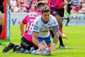 Jay Pitts scored Wakefield Trinity's only try against Wigan Warriors. Picture: Alex Whitehead/SWpix.com