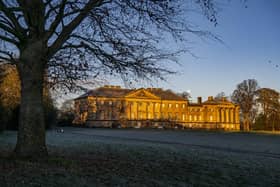 9 December 2022.....      The moon sets over a wintery scene at Nostell Priory near Wakefield..  Picture Tony Johnson