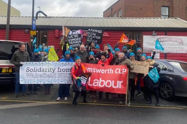 A picket line was formed at the Red Shed as thousands of teachers walk out over pay.