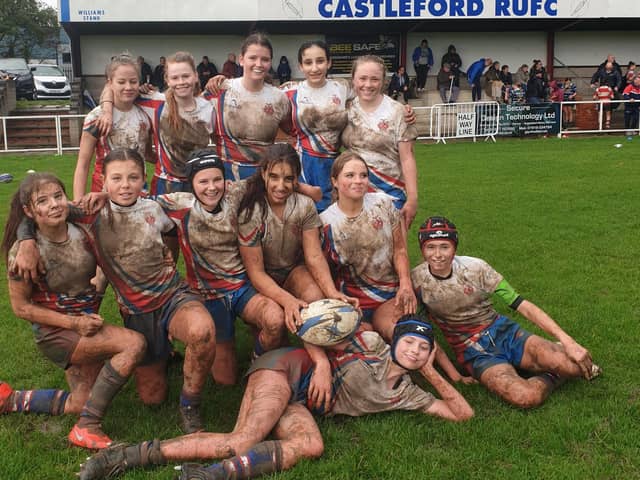 Castleford RUFC Girls U14s after their victory over Cleckheaton.