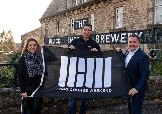 Black Sheep Brewery's Charlene Lyons and Jo Theakston and Long Course Weekend Founder Matthew Evans
