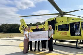 Representatives from Yorkshire Air Ambulance and Blacker Hall Farm.