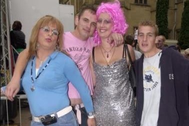 Judy, Lee, Becky and Shaun enjoy themselves at the Wakefield Pride in 2006.