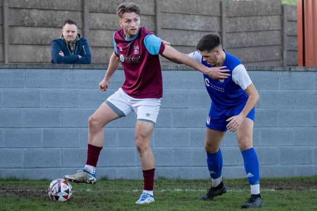 Joe Jagger earned Emley a point with a penalty against Albion Sports. Picture: Mark Parsons