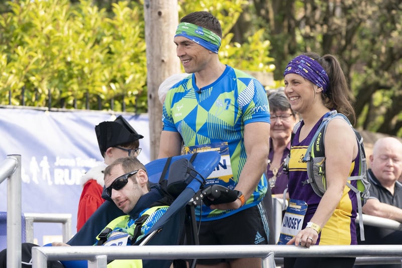 Kevin pushed Rob around the route in a specially modified chair while Rob's wife, Lindsey, also took part.