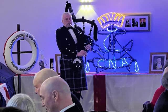 It is a Naval tradition to celebrate Burns Night - and the Castleford association arranged for a Piper to play at the event
