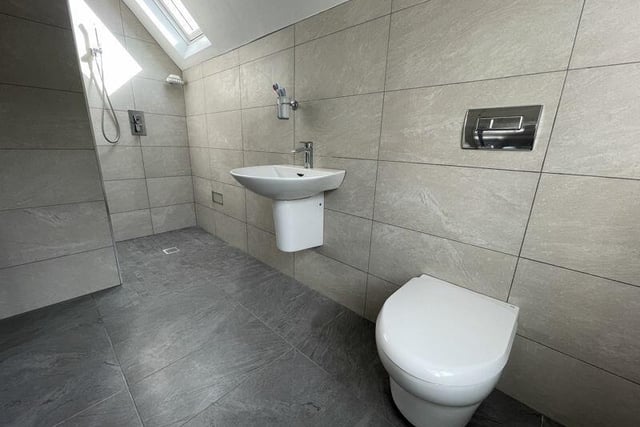 A contemporary en suite wet room.