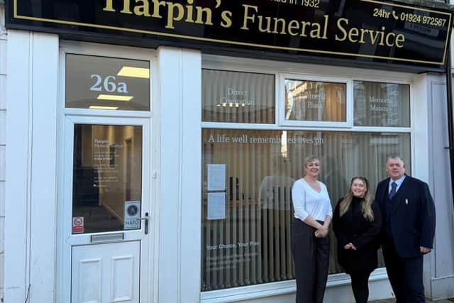 Jane Britton (Funeral Arranger), Georgina Harpin Shipley (Funeral Director), and Sean Harpin (Senior Funeral Director).