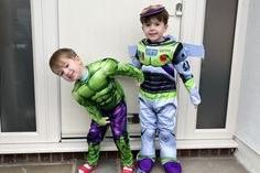 Stephanie Wightman shared a photo of Frankie as the Hulk and Rudy as Buzz Lightyear from Toy Story.
