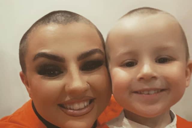 Jessica and her son, Jakob, 4, were happy to shave their heads off for the charity.
