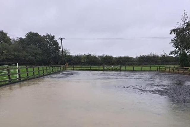 Wakefield Riding for the Disabled Association's outdoor arena turned into a swimming pool because of the storm.