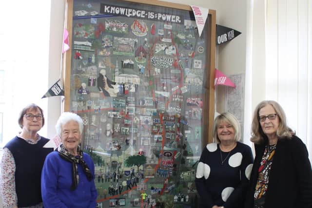 (Left to right) Carole Knowles, FOHL secretary; Janet Taylor, textile designer and project leader in 2003/4; Carole Booth, an original stitcher; Jill Thomas, co-ordinator for the 2024 project: The Horbury Tapestry, Then and Now. Picture: Jill Thomas