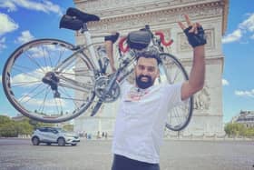 Coun Akef rode 180 miles from London to Paris to raise money for people impacted by floods in Bangladesh.