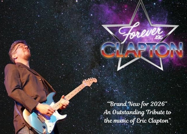 Forever Clapton is a live six-piece showband that along with audio-visual displays tells the story of the incredible guitarist Eric Clapton. This faultless show is performed by Benny 'guitar' Smith, who along with his hand picked band perform all the greats such as, 'I Shot the Sheriff', 'Lay Down Sally' and 'Crossroads'.