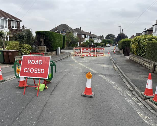 Highfield Road was closed after a water leak damaged the road surface