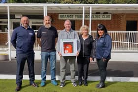 Construction company Taylor Wimpey donated one of their three public access defibrillators to Grange Park Bowling Club, Wakefield.