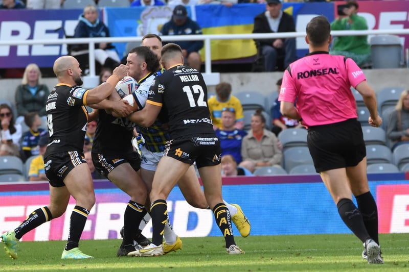 Leeds Rhinos' former Castleford Academy student Cameron Smith is stopped in his tracks.