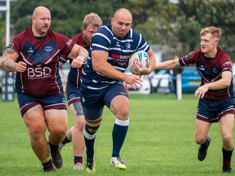 Nathan Hammond on the charge as he splits the Thornhill defence.