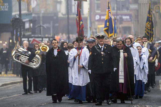 The Remembrance Sunday parade in Wakefield.