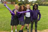 The children who feature in the video and photograph, setting the challenge for Jonny Brownlee are: eight-year-old Serena, nine-year-old Darcey, and Georgia and Mikaiah who're both 10.