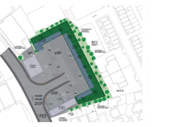 The proposal is for nine commercial units and two buildings to be used for car sales “incorporating green roofs, green walling and renewable energy technologies.” The proposal also includes external alterations and landscaping.