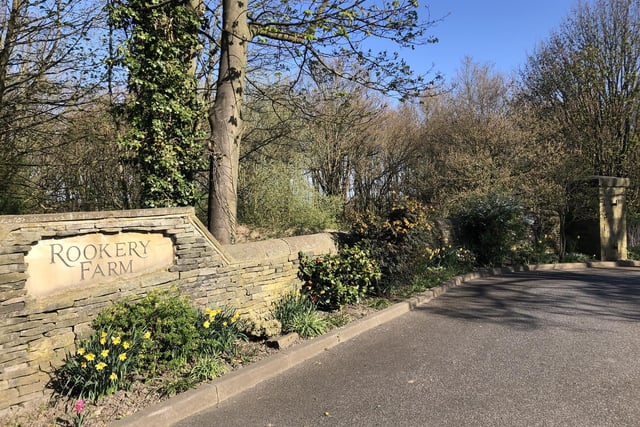 A welcome sign to the Kirklees hamlet of Rookery Farm.