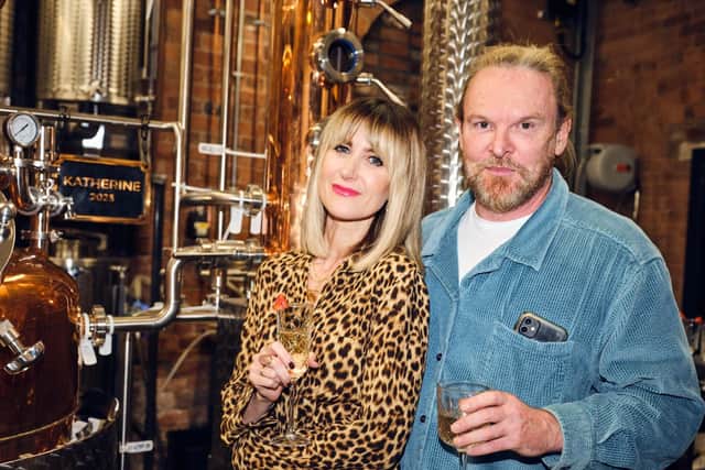 The distillery was officially opened by local celebrities and partners Katherine Kelly and Tony Pitts.