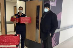 Cllr Nadeem Ahmed visited Pinderfields with toiletries and gifts donated to the appeal.